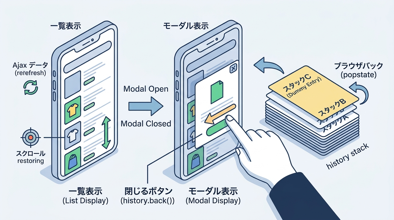 JavaScriptでブラウザバックを確実に検知して処理を実行する実装例