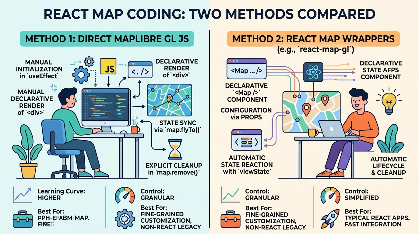 ReactでMapLibreを使う方法｜直接利用とReact用ライブラリの違い