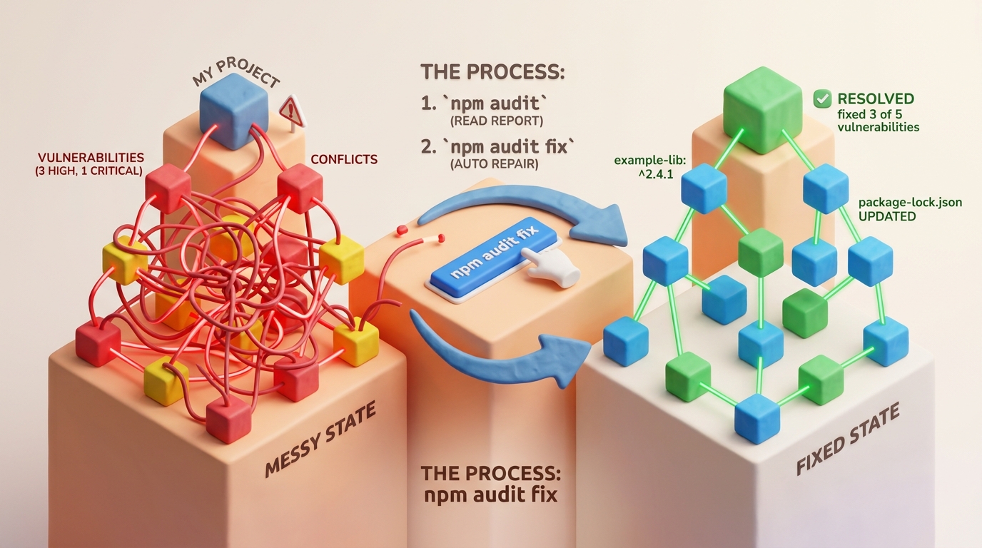 npm audit fixで解決しないときの原因と対処法