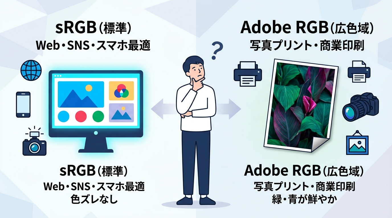 sRGBとAdobe RGBはどっちを選ぶ?用途別の使い分け